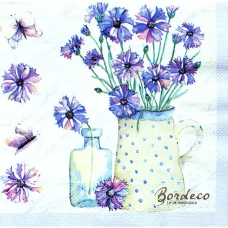 Serwetka do decoupage chabry w wazonach 33x33 VIVA. Unikat